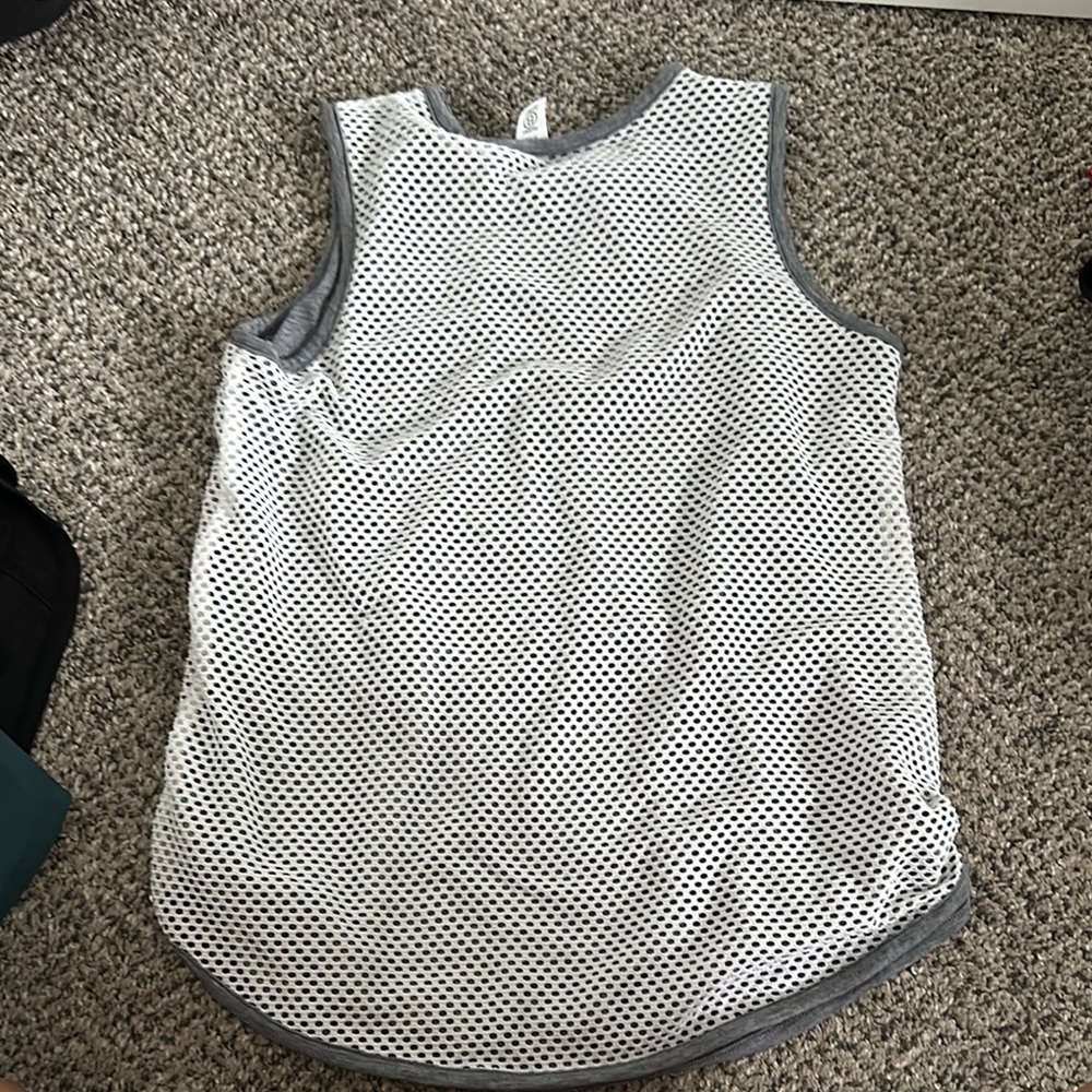 Athleta White Sleeveless Tank Top with Mesh Design